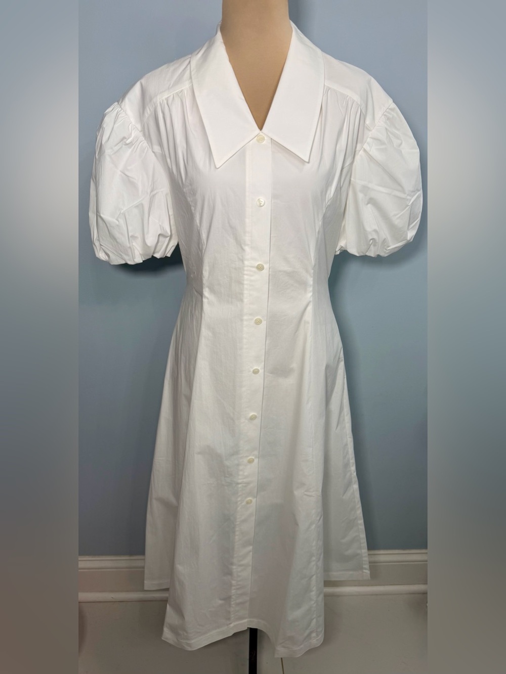 NWT AND YOU White Puff Sleeve Midi Dress